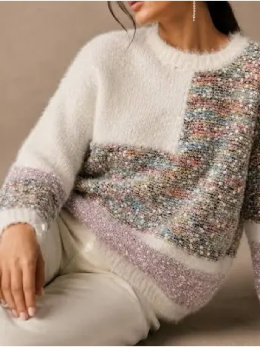 Anthropologie Raga Dempsey tinsel fuzzy sweater size XS